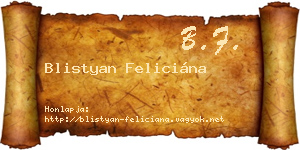 Blistyan Feliciána névjegykártya
